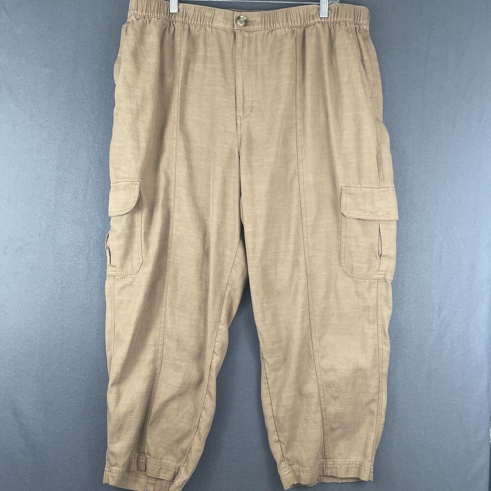Wonderly Khaki Brown Tapered Cargo Pants Cotton Blend Women’s Sz XXL